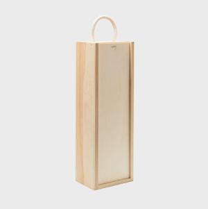 Single Bottle Natural Wooden Box with Sliding Lid	